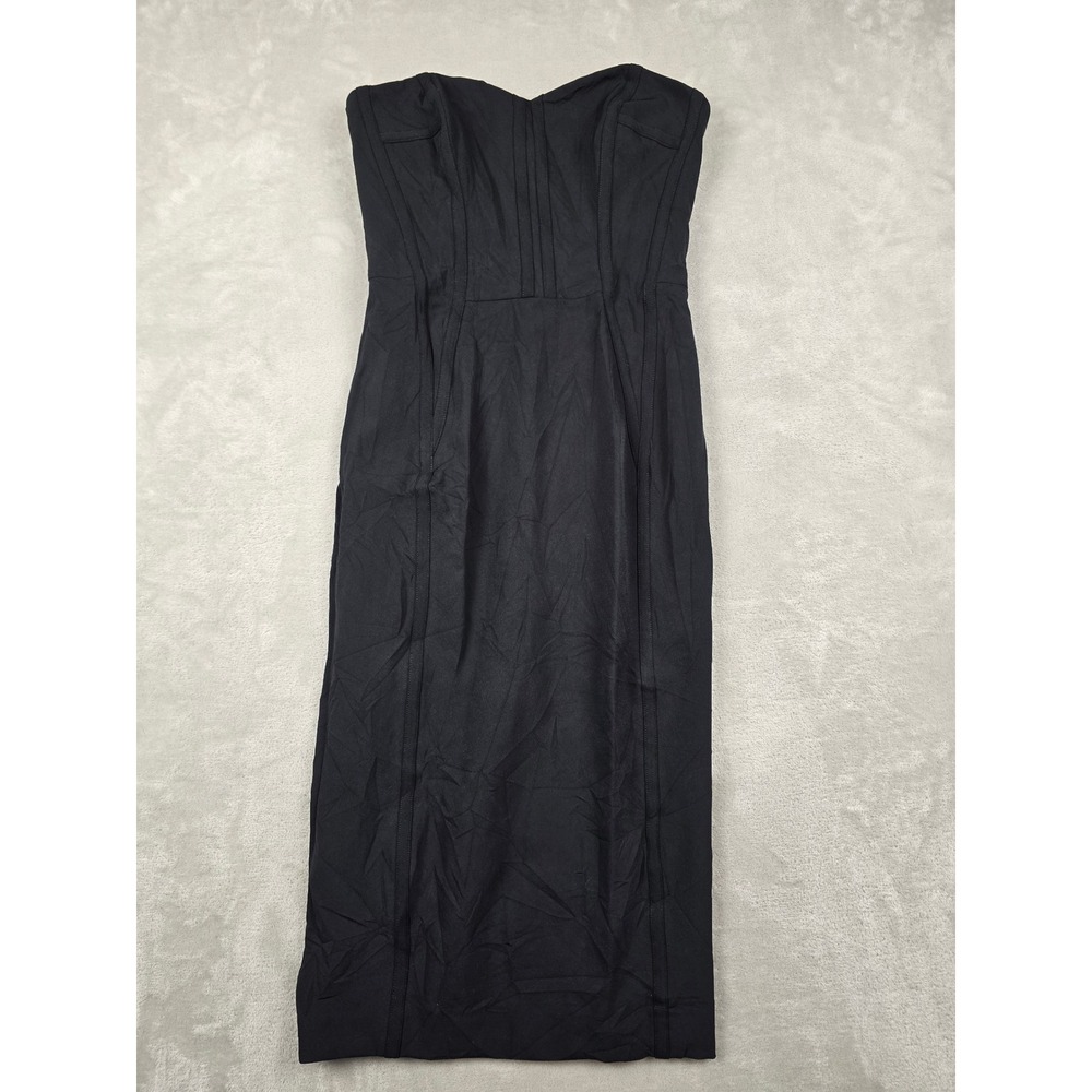 Veronica Beard Strapless Midi Dress Women 6 Black Corset Style CoreBSS2597 *Read